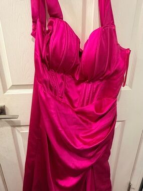 Juno M1001 Fuchsia Satin Dress